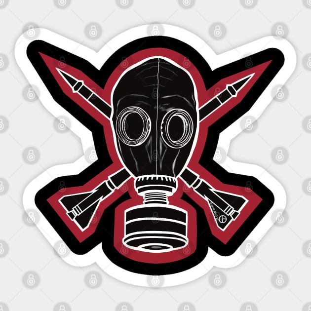 Gas Mask & Crossed Missiles Sticker by Art from the Blue Room